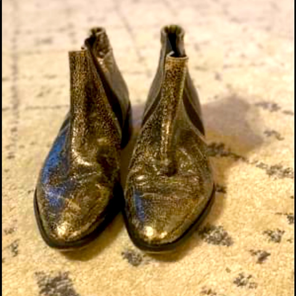 Metallic Distressed Ankle Booties